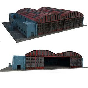 3D abandoned hangar angar model