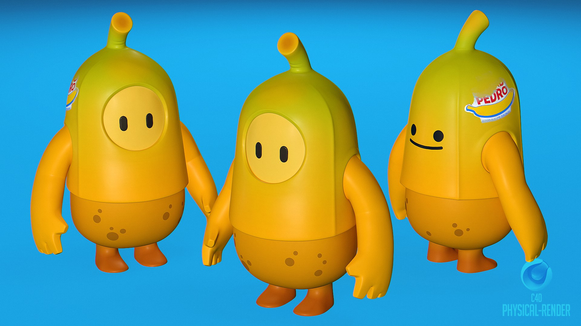 3D Fall Guys Banana Game Character and Assets 8K TurboSquid 2015040