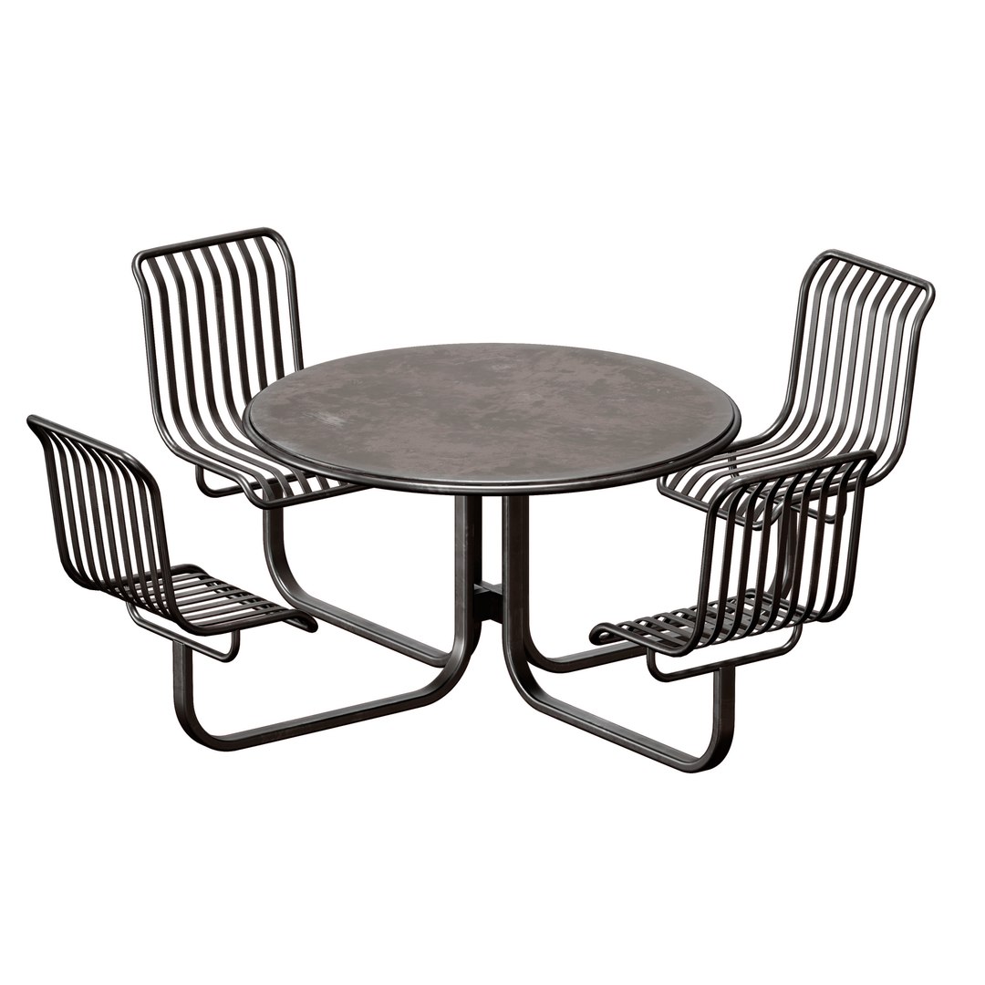 Metal Outdoor Furniture Round Table With Chairs 3D TurboSquid 2024379