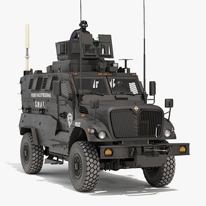 3D SWAT Vehicle International MaxxPro with Policemen
