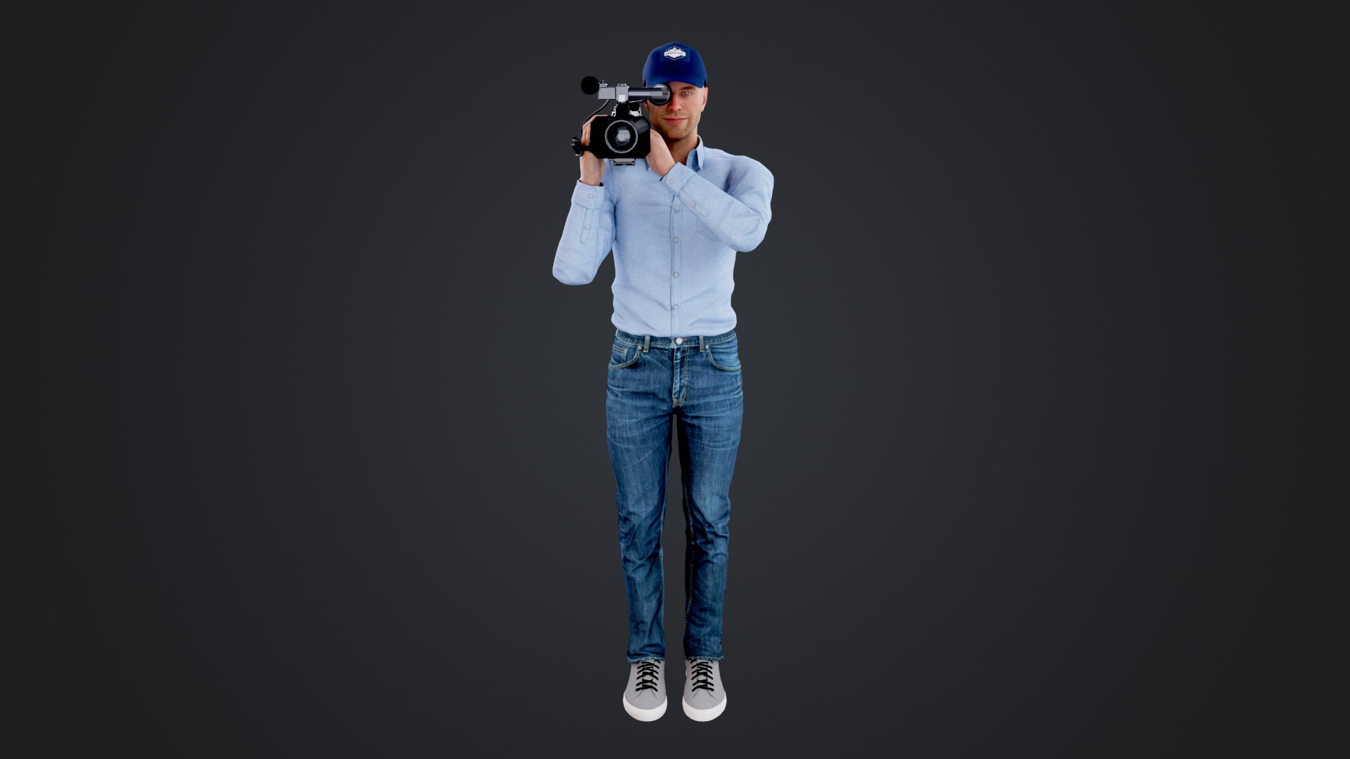 3D Reporter and  Cameraman https://p.turbosquid.com/ts-thumb/7h/bHcg6m/g0/cameraman_118/jpg/1741752507/1920x1080/fit_q87/5f54fd61a7401248fbafcb78f1bd6a5165c29b4b/cameraman_118.jpg