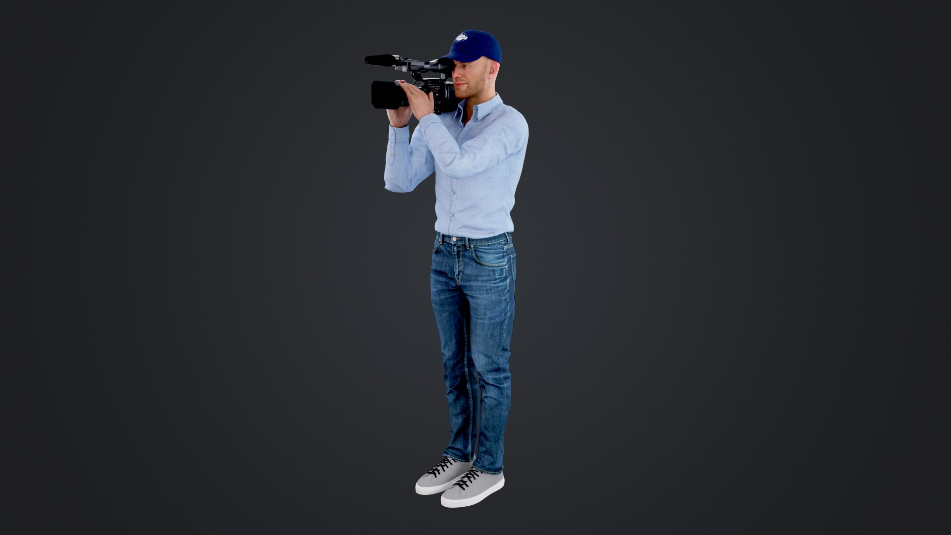 3D Reporter and  Cameraman https://p.turbosquid.com/ts-thumb/7h/bHcg6m/lU/cameraman_119/jpg/1741752508/1920x1080/fit_q87/74a6a28a146365650b330266f780c48d2d07889f/cameraman_119.jpg