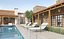 Exterior e interior da casa de pedra mediterrânea