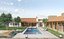 Exterior e interior da casa de pedra mediterrânea