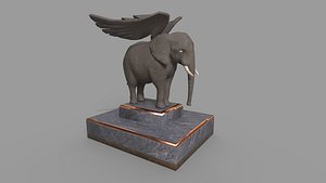 3D Elephant Statue Low Poly 3d Model