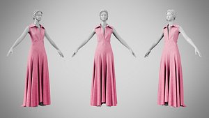 Dress 55 Tickle Me Pink With Design 3D model