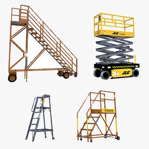 3D Aircraft Maintenance Ladders Collection model