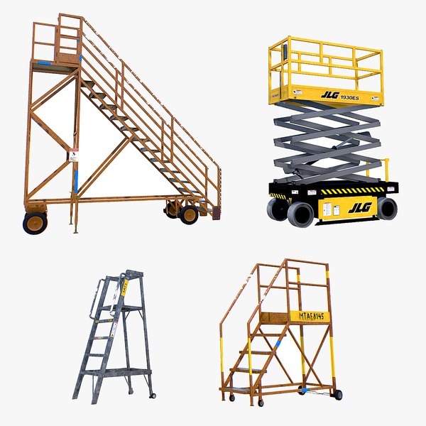 3D Aircraft Maintenance Ladders Collection model