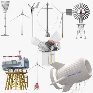 Wind Turbines and Substation Collection 3D model