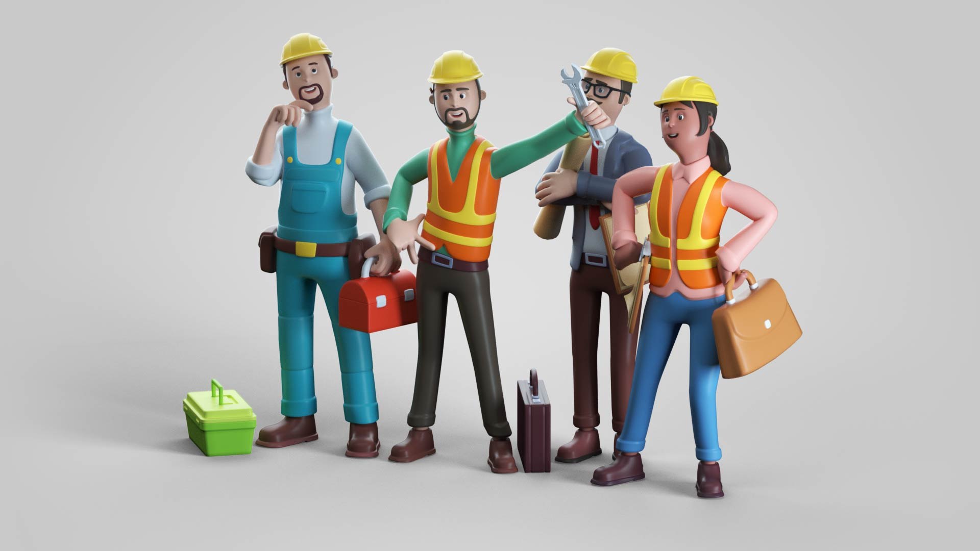 Cartoon Engineers - Rigged 3D Model - TurboSquid 1998573