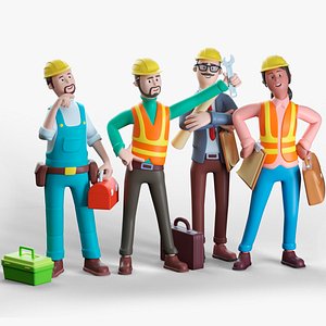 Cartoon Engineers - Rigged 3D model