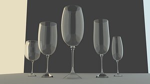 3D wine glasses set model