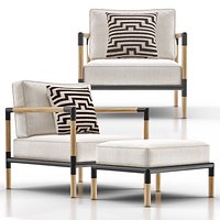 Barra Teak/Metal Lounge with Ottoman