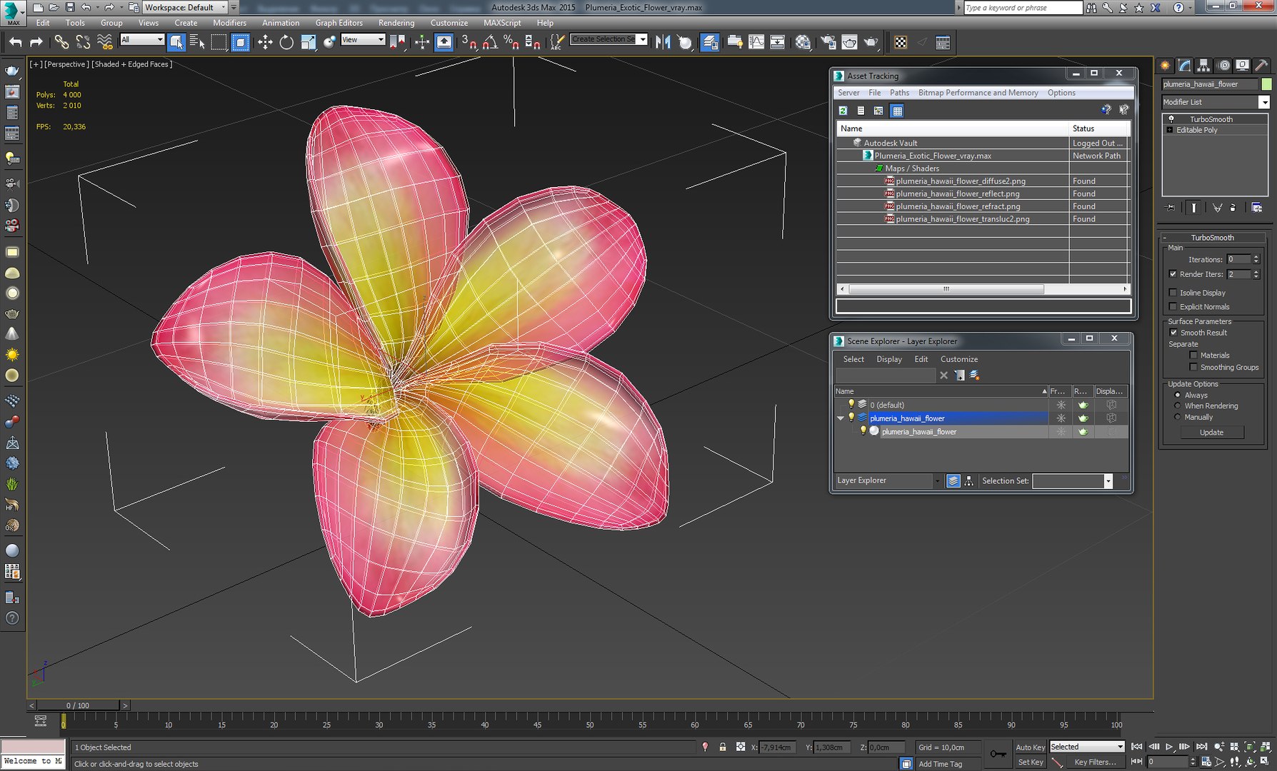 3D plumeria exotic flower model - TurboSquid 1215948