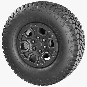3D Offroad Terrain Tire Rim Black model