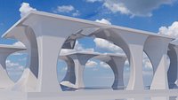 Voronoi Pillars Sci-Fi Outdoor Pavilion