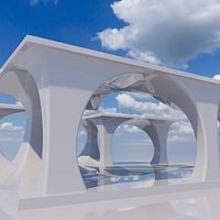 Voronoi Pillars Sci-Fi Outdoor Pavilion