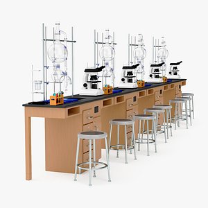 3D Laboratory Interior with Equipment and Furniture model