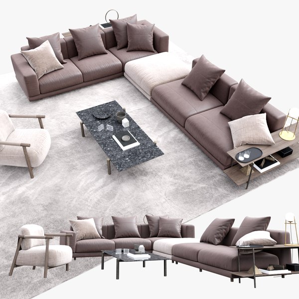 Modello 3D Divano Nevyll e sedia Nathy Ditre Italia set