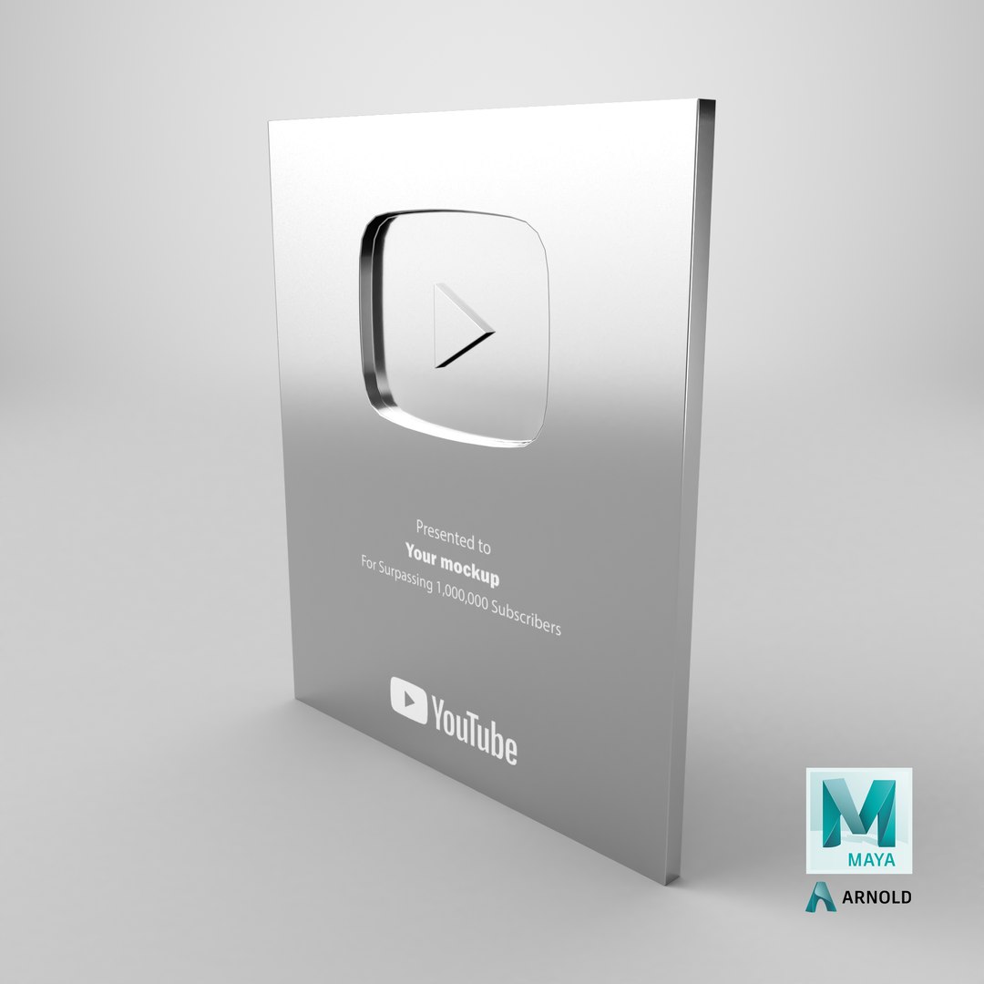 3D Silver Youtube Plaque Model - TurboSquid 2164083