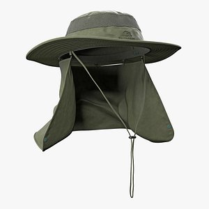 Green Outdoor Fishing Hat with Removable Neck Flap
