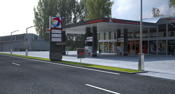 Posto de gasolina Total Modelo 3D - TurboSquid 1155775