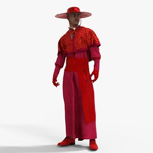Prelate Priest In Red Rigged Low-poly