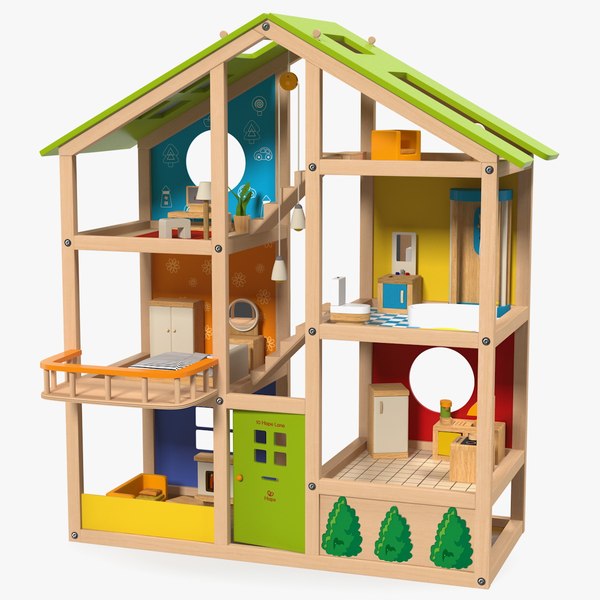 All Seasons Kids Wooden Dollhouse by Hape Furnished