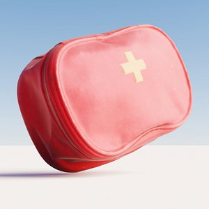 3D Scanned red first aid kit model