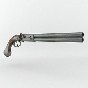 handgun gun old metal 3d 3ds