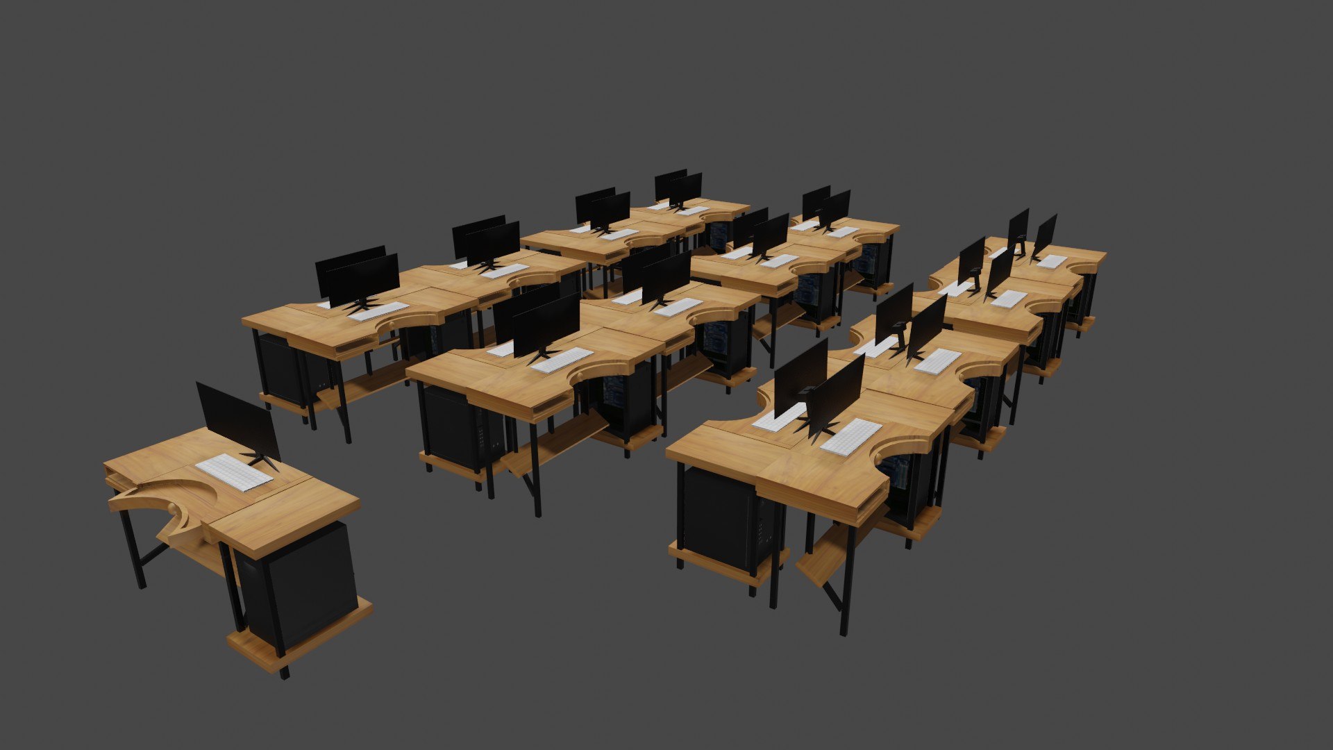 Table Computer Work Simple Furnishings 3D Model - TurboSquid 2029843
