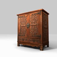 Low Poly Carved Cabinet 3d Model