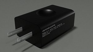 3D USB Power Adapter 02 US Black