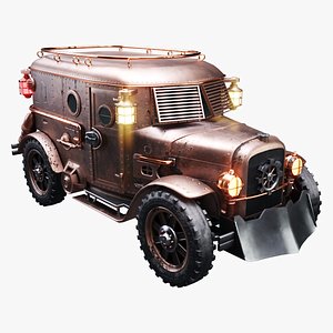 Steampunk Armored Van 3D Model LOD1