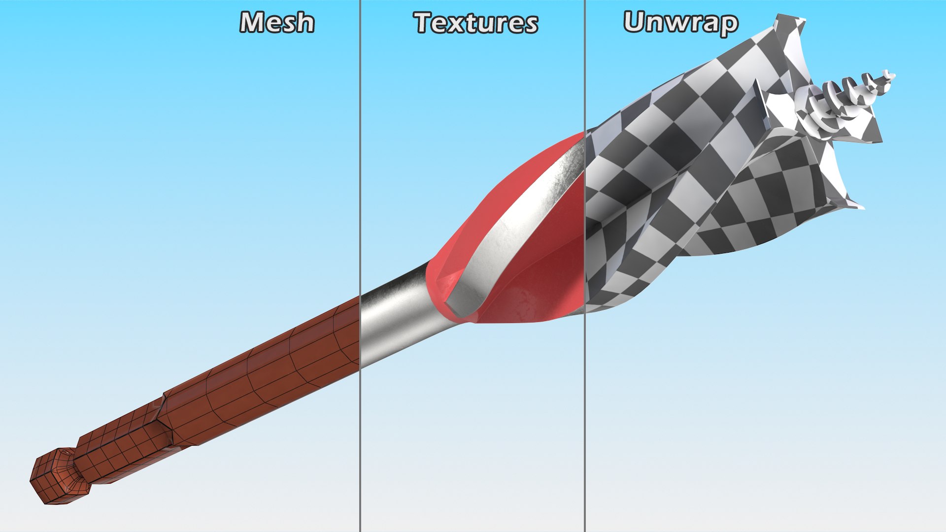 3D Triple Fluted Wood Bit New Model - TurboSquid 2105087