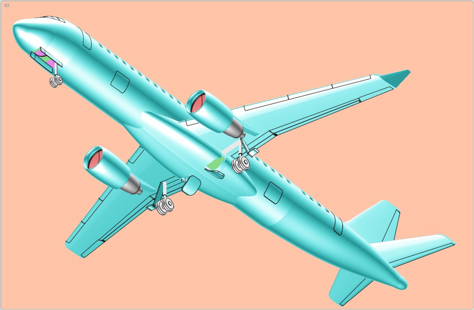 3dsmax Embraer Commercial Aircraft Solid