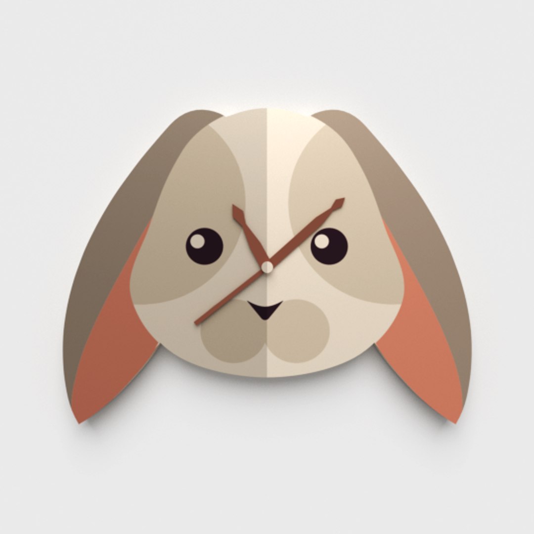 3d Rabbit Wall Clock