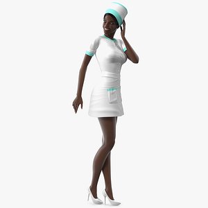 3D dark skinned black nurse