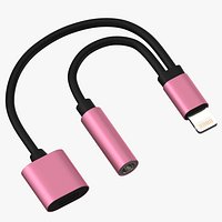 Lightning Jack Audio Aux Adapter Splitter Rose-Black