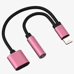 Lightning Jack Audio Aux Adapter Splitter Rose-Black