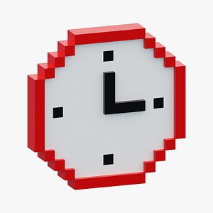 3D Voxel Red Clock model