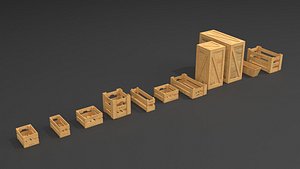 3D PBR Wooden Crate Pack model