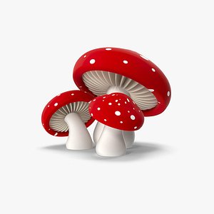 Cartoon Mushrooms 3D model