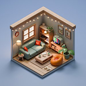 Isometric Living Room 3D model