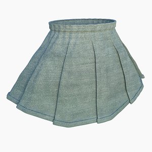 3D Pleated Blue Skirt