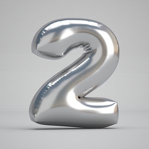 2 Number Balloon Silver model