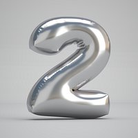 2 Number Balloon Silver