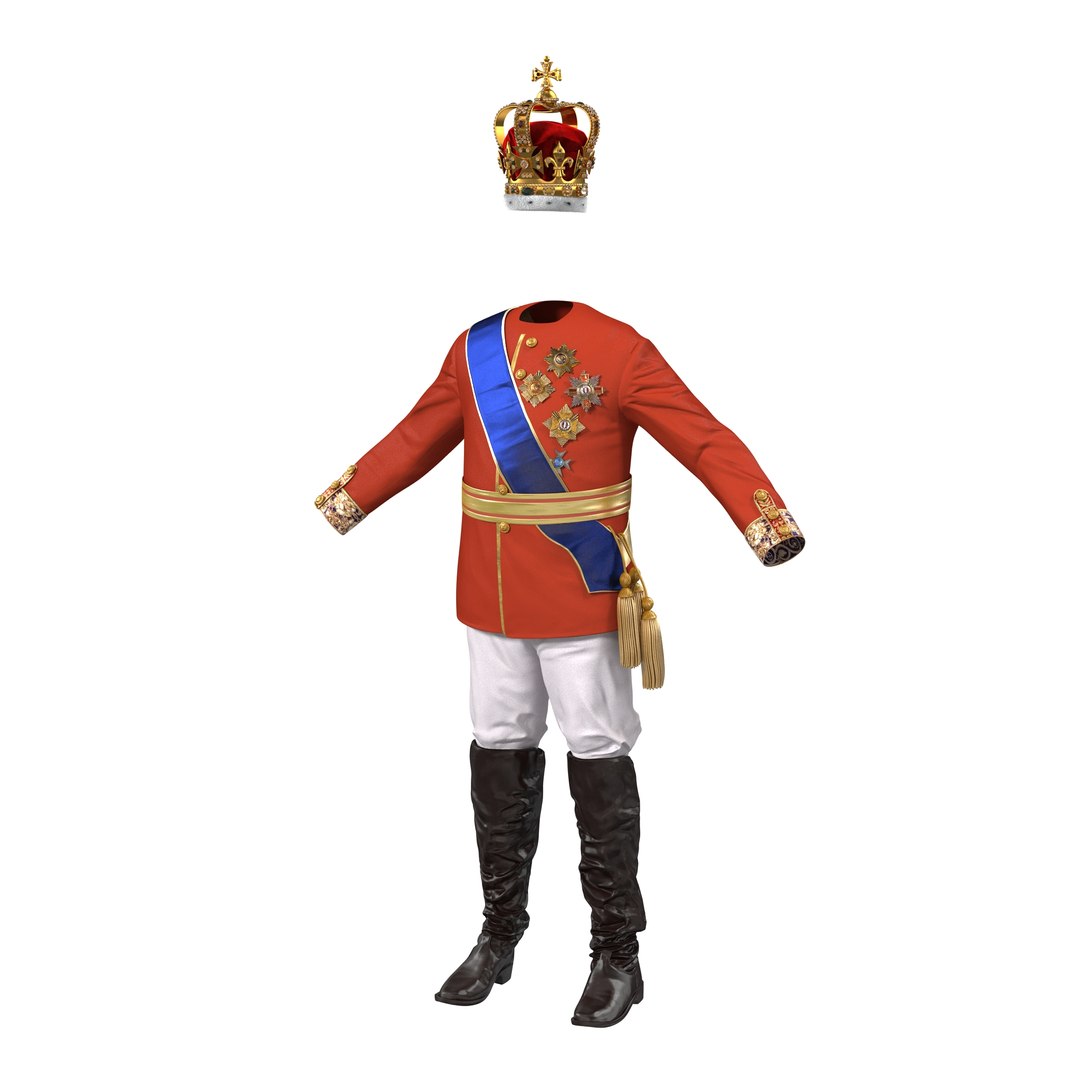 Royal King Costume 3 with Fur 3D Model 3D model preview