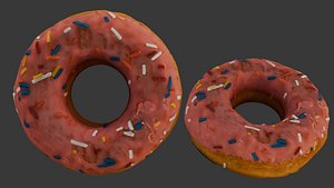 Pink Frosted Donut with Sprinkles Scan 3D model