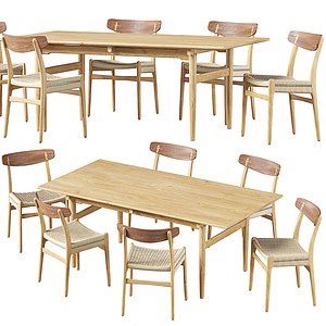 Carl Hansen Chair CH23 Dining Table CH327 3D model